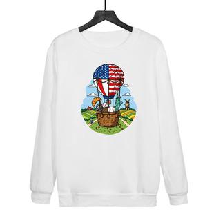 Balloon Printed Casual Loose Round Neck Sweatshirt Print On Your Demand, Size:XS(White)