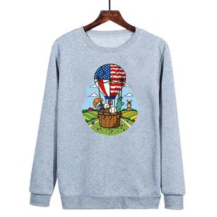 Balloon Printed Casual Loose Round Neck Sweatshirt Print On Your Demand, Size:XS(Grey)