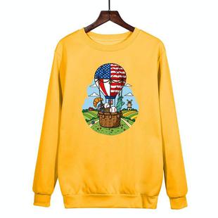 Balloon Printed Casual Loose Round Neck Sweatshirt Print On Your Demand, Size:S(Yellow)