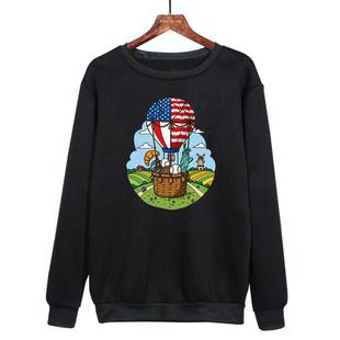 Balloon Printed Casual Loose Round Neck Sweatshirt Print On Your Demand, Size:M(Black)