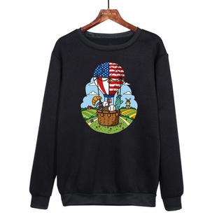 Balloon Printed Casual Loose Round Neck Sweatshirt Print On Your Demand, Size:L(Black)