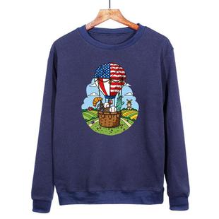 Balloon Printed Casual Loose Round Neck Sweatshirt Print On Your Demand, Size:XL(Navy Blue)
