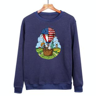 Balloon Printed Casual Loose Round Neck Sweatshirt Print On Your Demand, Size:XXL(Navy Blue)
