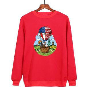 Balloon Printed Casual Loose Round Neck Sweatshirt Print On Your Demand, Size:XXXL(Red)