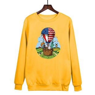 Balloon Printed Casual Loose Round Neck Sweatshirt Print On Your Demand, Size:XXXL(Yellow)