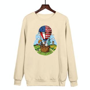 Balloon Printed Casual Loose Round Neck Sweatshirt Print On Your Demand, Size:XXXL(Khaki)
