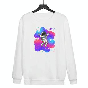 Astronaut Printed Casual Loose Round Neck Sweatshirt Print On Your Demand, Size:XL(White)