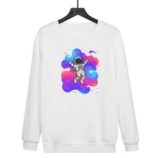 Astronaut Printed Casual Loose Round Neck Sweatshirt Print On Your Demand, Size:XXXL(White)