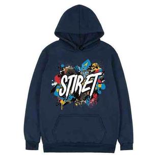 Alphabet Printed Fleece Hooded Sweatshirt Print On Your Demand, Size:XS(Navy Blue)