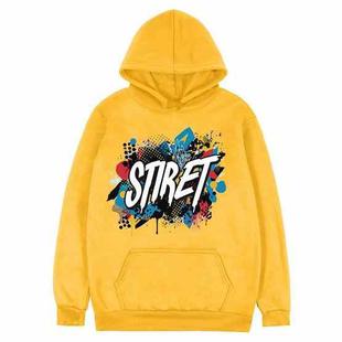 Alphabet Printed Fleece Hooded Sweatshirt Print On Your Demand, Size:XS(Yellow)