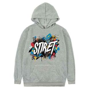 Alphabet Printed Fleece Hooded Sweatshirt Print On Your Demand, Size:L(Grey)
