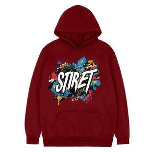 Alphabet Printed Fleece Hooded Sweatshirt Print On Your Demand, Size:L(Wine Red)