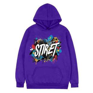 Alphabet Printed Fleece Hooded Sweatshirt Print On Your Demand, Size:L(Purple)