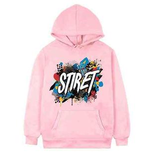Alphabet Printed Fleece Hooded Sweatshirt Print On Your Demand, Size:XL(Pink)
