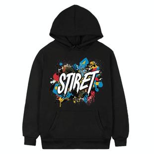 Alphabet Printed Fleece Hooded Sweatshirt Print On Your Demand, Size:XL(Black)