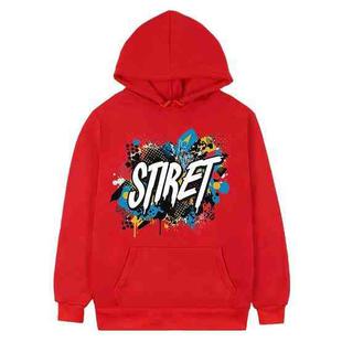 Alphabet Printed Fleece Hooded Sweatshirt Print On Your Demand, Size:XXXL(Red)