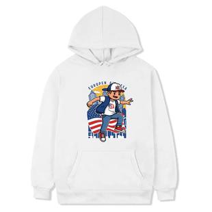Boy Printed Fleece Hooded Sweatshirt Print On Your Demand, Size:XS(White)