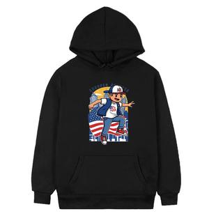 Boy Printed Fleece Hooded Sweatshirt Print On Your Demand, Size:XS(Black)