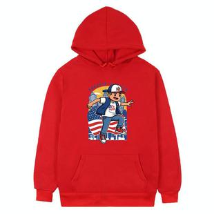 Boy Printed Fleece Hooded Sweatshirt Print On Your Demand, Size:XS(Red)