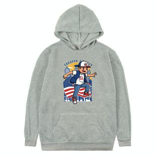 Boy Printed Fleece Hooded Sweatshirt Print On Your Demand, Size:XS(Grey)
