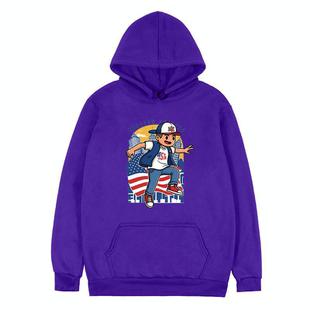 Boy Printed Fleece Hooded Sweatshirt Print On Your Demand, Size:XS(Purple)
