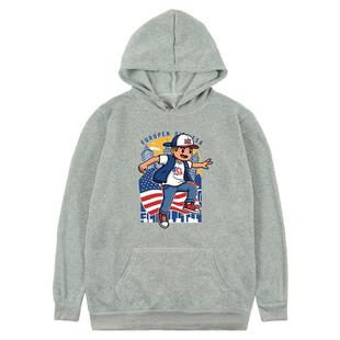 Boy Printed Fleece Hooded Sweatshirt Print On Your Demand, Size:S(Grey)