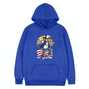 Boy Printed Fleece Hooded Sweatshirt Print On Your Demand, Size:S(Blue)