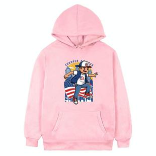 Boy Printed Fleece Hooded Sweatshirt Print On Your Demand, Size:L(Pink)