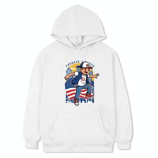 Boy Printed Fleece Hooded Sweatshirt Print On Your Demand, Size:XL(White)