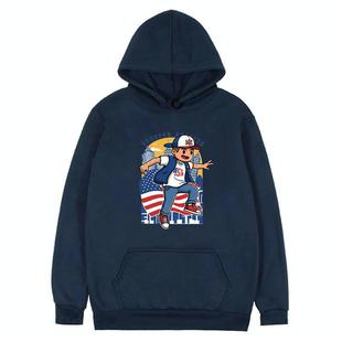 Boy Printed Fleece Hooded Sweatshirt Print On Your Demand, Size:XL(Navy Blue)