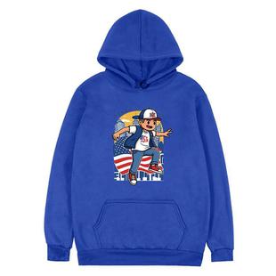 Boy Printed Fleece Hooded Sweatshirt Print On Your Demand, Size:XL(Blue)