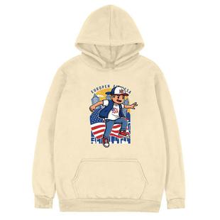 Boy Printed Fleece Hooded Sweatshirt Print On Your Demand, Size:XXXL(Khaki)