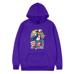 Boy Printed Fleece Hooded Sweatshirt Print On Your Demand, Size:XXXL(Purple)