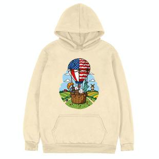 Balloon Printed Fleece Hooded Sweatshirt Print On Your Demand, Size:XS(Khaki)