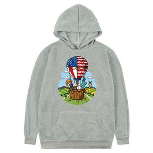 Balloon Printed Fleece Hooded Sweatshirt Print On Your Demand, Size:S(Grey)