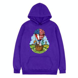 Balloon Printed Fleece Hooded Sweatshirt Print On Your Demand, Size:S(Purple)