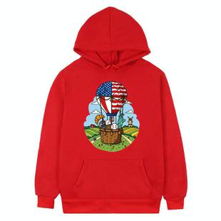 Balloon Printed Fleece Hooded Sweatshirt Print On Your Demand, Size:M(Red)