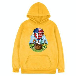 Balloon Printed Fleece Hooded Sweatshirt Print On Your Demand, Size:M(Yellow)