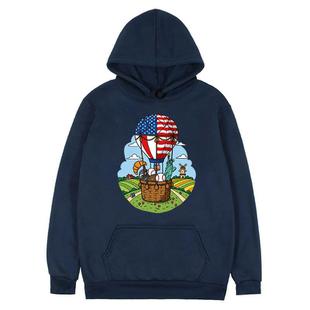 Balloon Printed Fleece Hooded Sweatshirt Print On Your Demand, Size:L(Navy Blue)