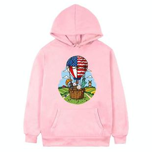 Balloon Printed Fleece Hooded Sweatshirt Print On Your Demand, Size:L(Pink)