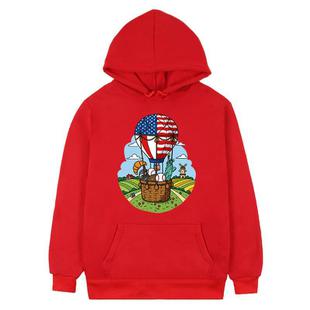 Balloon Printed Fleece Hooded Sweatshirt Print On Your Demand, Size:L(Red)