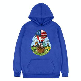 Balloon Printed Fleece Hooded Sweatshirt Print On Your Demand, Size:L(Blue)