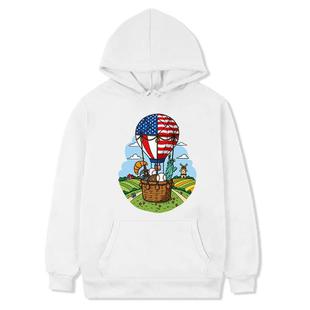 Balloon Printed Fleece Hooded Sweatshirt Print On Your Demand, Size:XL(White)