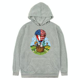 Balloon Printed Fleece Hooded Sweatshirt Print On Your Demand, Size:XL(Grey)