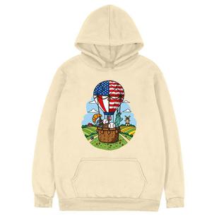 Balloon Printed Fleece Hooded Sweatshirt Print On Your Demand, Size:XL(Khaki)