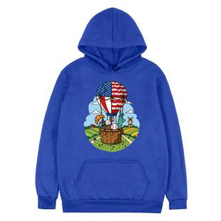 Balloon Printed Fleece Hooded Sweatshirt Print On Your Demand, Size:XL(Blue)