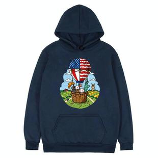 Balloon Printed Fleece Hooded Sweatshirt Print On Your Demand, Size:XXL(Navy Blue)