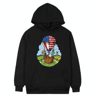 Balloon Printed Fleece Hooded Sweatshirt Print On Your Demand, Size:XXL(Black)