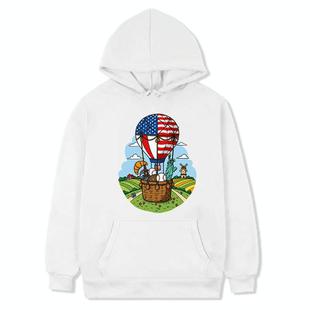 Balloon Printed Fleece Hooded Sweatshirt Print On Your Demand, Size:XXXL(White)