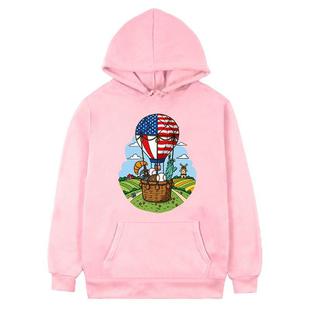 Balloon Printed Fleece Hooded Sweatshirt Print On Your Demand, Size:XXXL(Pink)